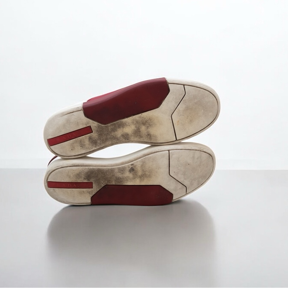 AUTHENTIC PRADA AVENUE SNEAKERS SHOES WHITE + RED SIZE US 7; EU‎ 40 - Picture 7 of 10